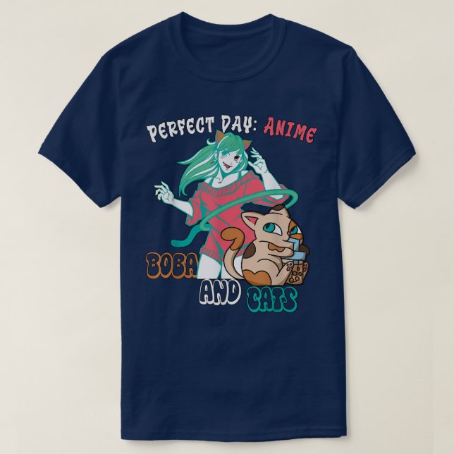 Camiseta Anime perfecto día, Boba y Cats T-Shirt (Diseño del anverso)
