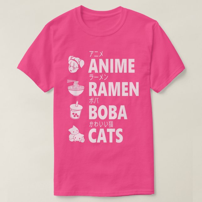 Camiseta Anime Ramen Boba Cats Japanese Food Lover Manga Ot (Diseño del anverso)