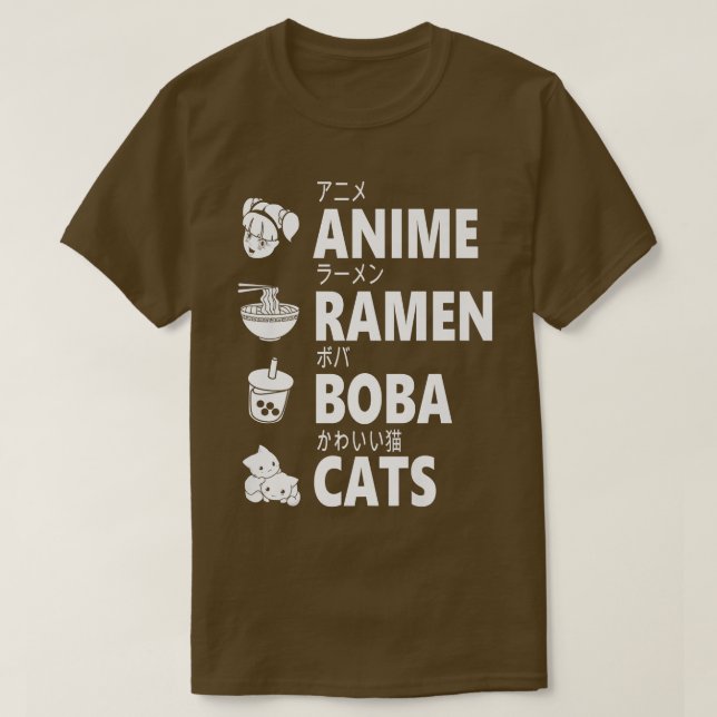 Camiseta Anime Ramen Boba Cats Japoneses Lover Manga Ot (Diseño del anverso)