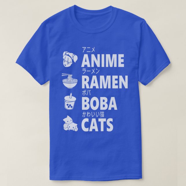 Camiseta Anime Ramen Boba Cats Japoneses Lover Manga Ot (Diseño del anverso)