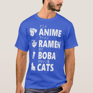 Camiseta Anime Ramen Boba Cats Japoneses Lover Manga Ot