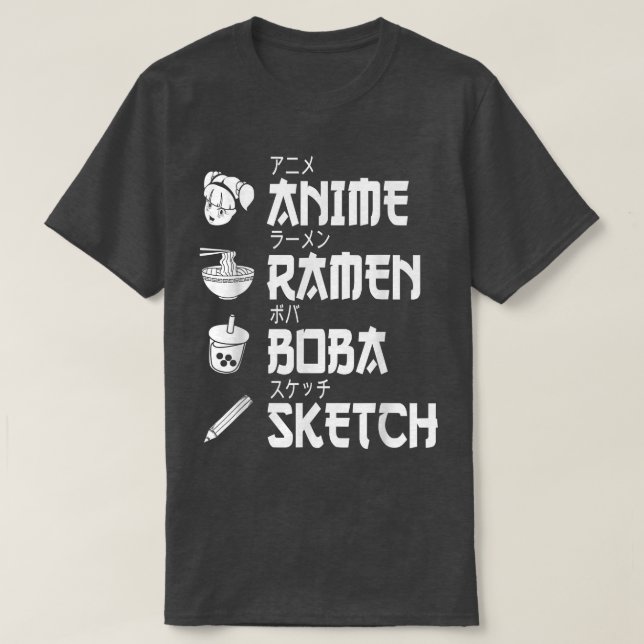 Camiseta Anime Ramen Boba Esbozando a un amante de la comid (Diseño del anverso)