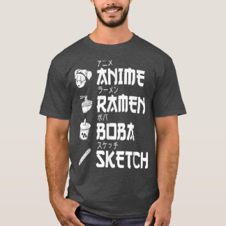Camiseta Anime Ramen Boba Esbozando a un amante de la comid