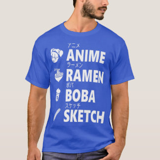 Camiseta Anime Ramen Boba Esbozando a un amante de la comid