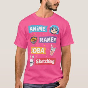 Camiseta Anime Ramen Boba Esbozando a un Chica de anime