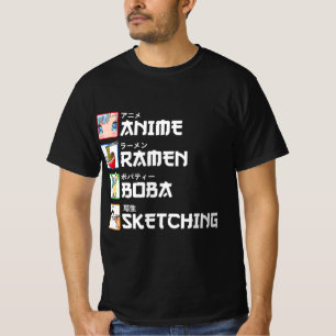 Camiseta Anime Ramen Boba Esbozando té de leche de manga ja