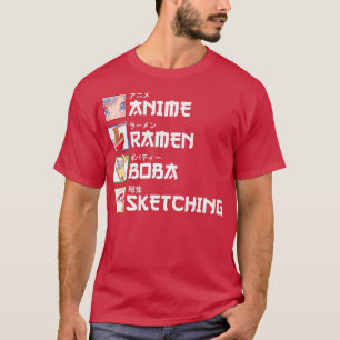 Camiseta Anime Ramen Boba Esbozando té de leche de manga ja