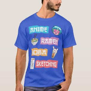 Camiseta Anime Ramen Boba Sketching - Kawaii Anime Me Aover