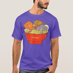 Camiseta Anime Ramen Cat Retro Noodles Japoneses Estéticos 