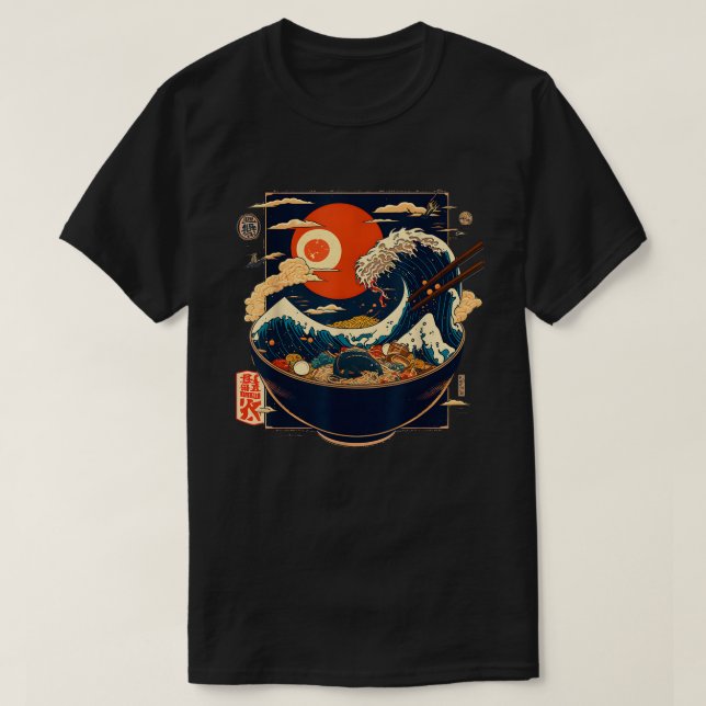 Camiseta Anime retro gráfico de ola de kanagawa japonés Ram (Diseño del anverso)