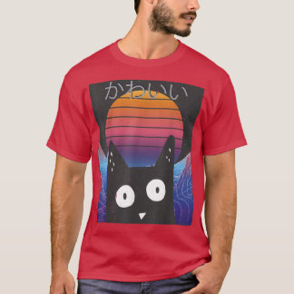 Camiseta Anime Retro Kitten Neko Synthwave Japan 80s Manga