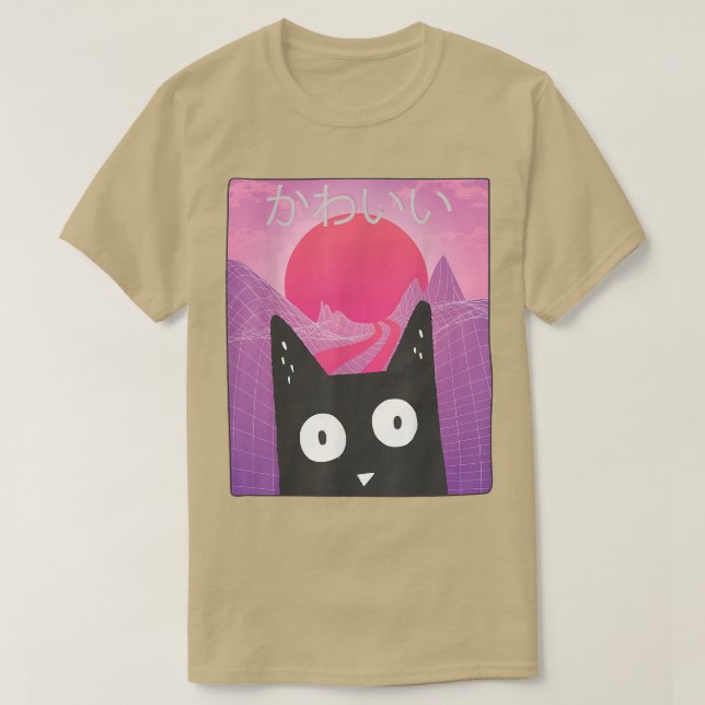 Camiseta Anime Retro Kitten Neko Synthwave Japan 80s Manga  (Diseño del anverso)