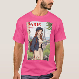 Camiseta Anime Retro Viajando Joven En París Francia