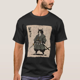 Camiseta Anime Samurai Cat Warrior Ukiyo-e Warrior Japonés