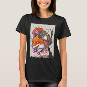 Camiseta Anime Samurai Fox Otaku Chica japonés