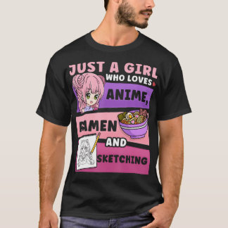 Camiseta Anime, sólo un Chica que ama el Ramen anime y el s