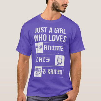 Camiseta Anime Sólo Un Chica Que Ama Los Gatos De Anime Y E