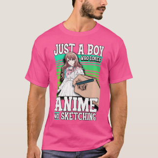 Camiseta Anime Sólo Un Niño Que Ama El Ánime Y Esboza Kaw