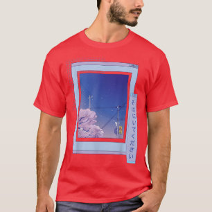 Camiseta Anime Vaporwave Japan Night City Cherry Blossom