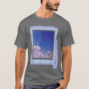 Camiseta Anime Vaporwave Japanese Night City Cherry Blossom