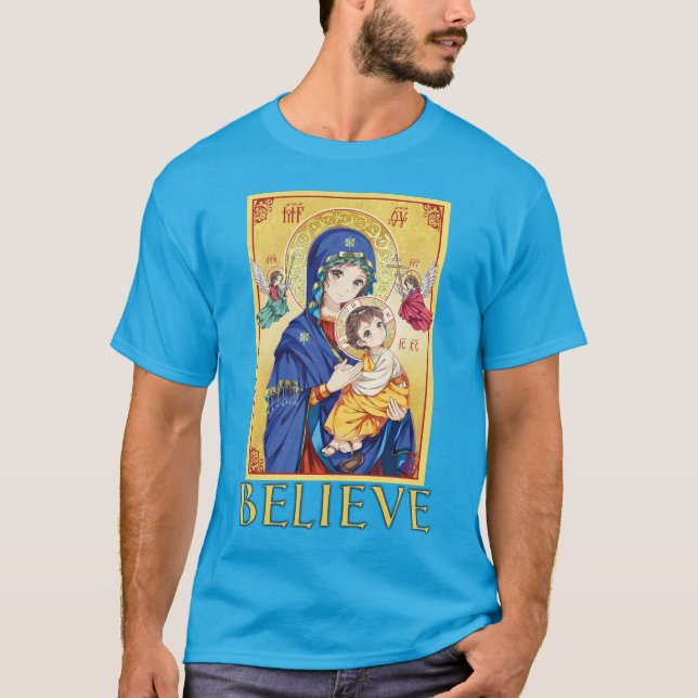Camiseta Anime Virgen María con el Niño Jesús (Anverso)