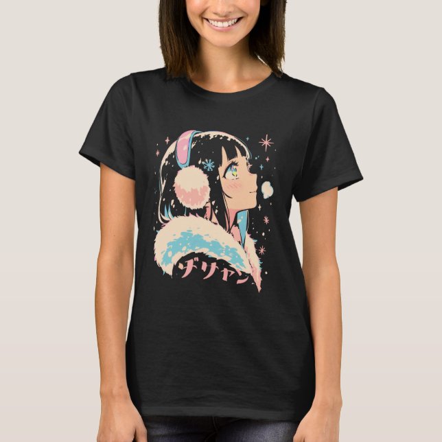 Camiseta Anime Waifu Cute Anime Manga Cat Girl Sweet Retro  (Anverso)