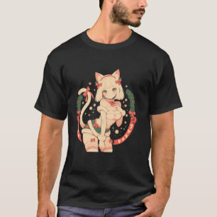 Camiseta Anime Waifu Kawaii Japan Holida Chica de gato navi