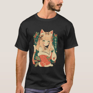 Camiseta Anime Waifu Kawaii Japan Holida Chica de gato navi