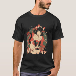 Camiseta Anime Waifu Kawaii Japan Holida Chica de gato navi