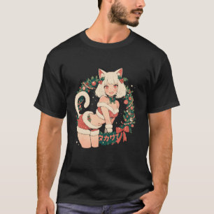 Camiseta Anime Waifu Kawaii Japan Holida Chica de gato navi