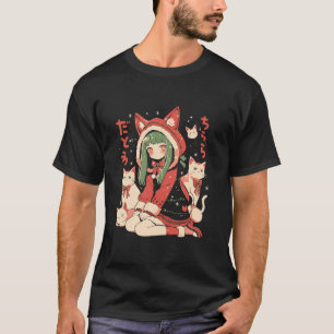 Camiseta Anime Waifu Kawaii Japan Holida Chica de gato navi