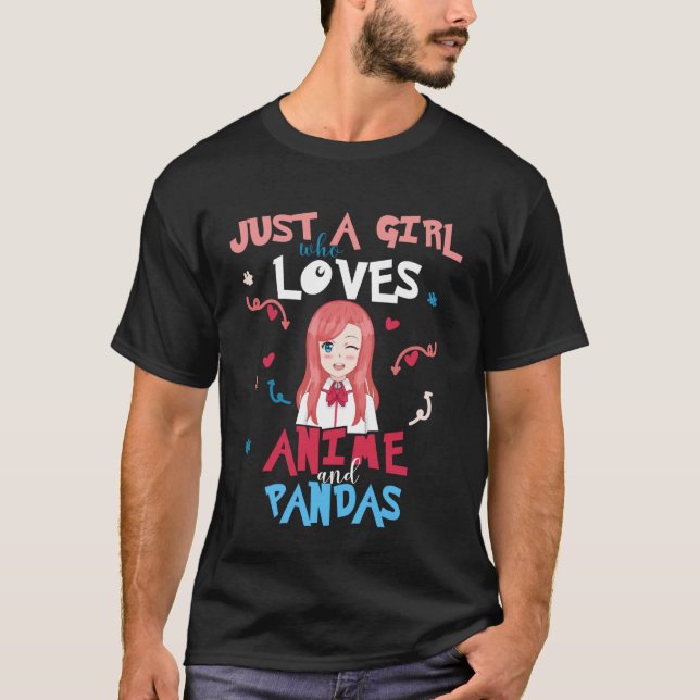 Camiseta Anime Women Teen Girl Who Loves Pandas (Anverso)