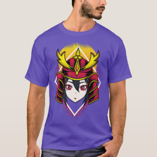 Camiseta Anime Y Chica Samurai Japonés De Vaporwave Estétic