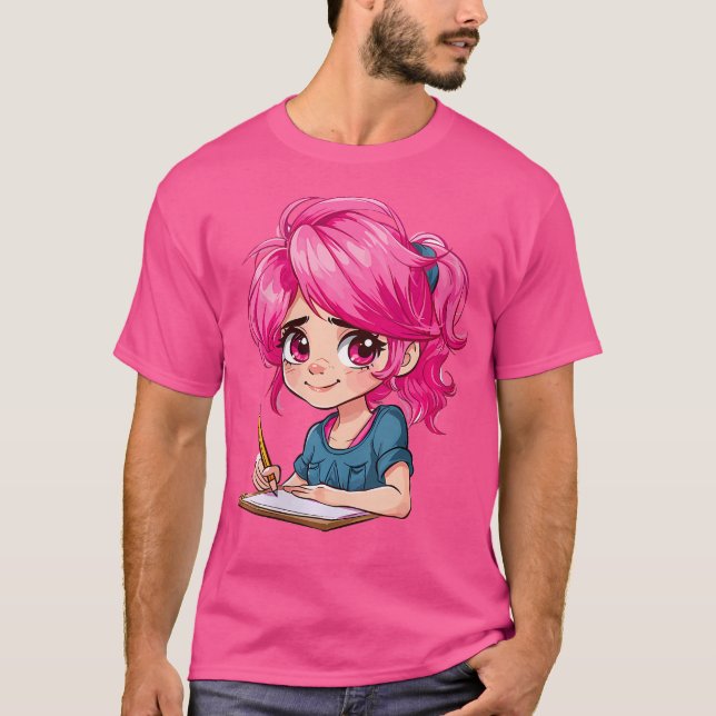 Camiseta Anime Y Esbozo De Chica Anime (Anverso)