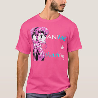 Camiseta Anime Y Esbozo De Las Mujeres
