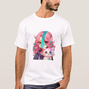 Camiseta Anime y los gatos adoran el gráfico del Manga adol