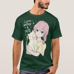 Camiseta Anime y los gatos adoran el gráfico del Manga adol