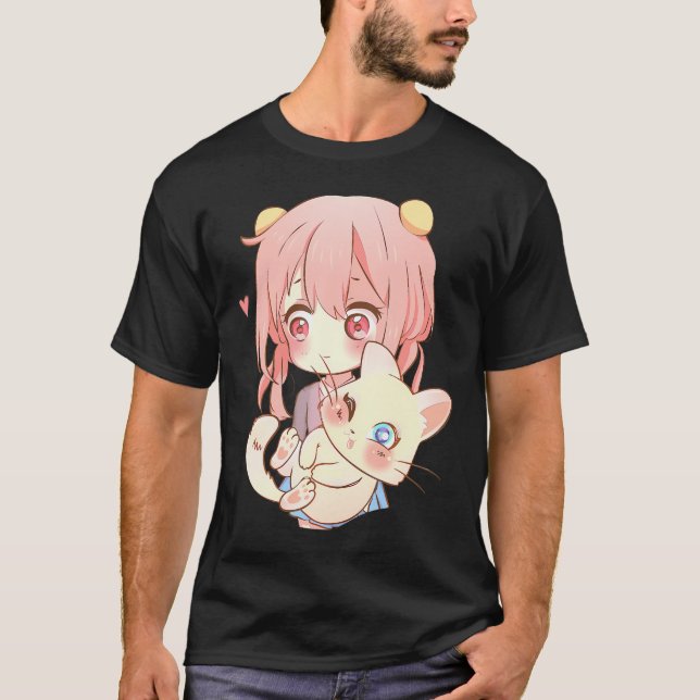 Camiseta Anime Y Los Gatos Adoran El Manga Kawaii Otaku (Anverso)