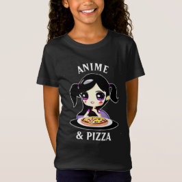 Camiseta Anime y Pizza Personalizado negro y morado