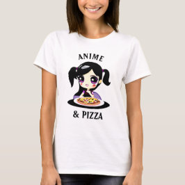 Camiseta Anime y Pizza Personalizado negro y morado