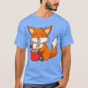 Camiseta Anime y Ramen Lover Cute de Fox comiendo un bol de