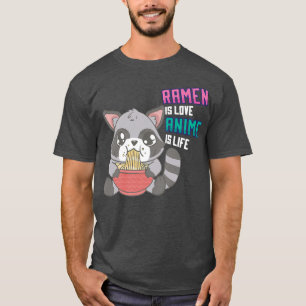 Camiseta Anime y Ramen Racoon - Sopa de fideos de Otaku