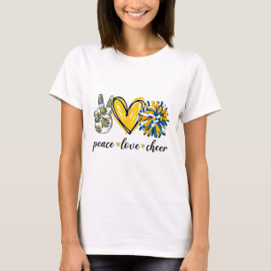 Camiseta Ánimo de porristas Paz Amor Azul Amarillo 