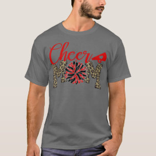Camiseta Ánimo Mamá Leopard Imprimir Pom Negro Y Rojo