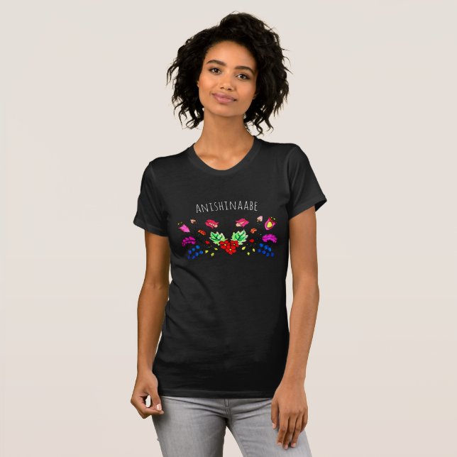 Camiseta Anishinaabe Diseño de Flor Nativo Estadounidense (Anverso completo)