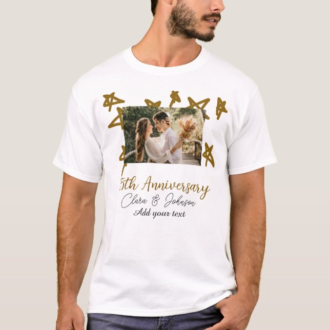 Camiseta Aniversario boda añada nombre año imagen estrellas (Anverso)