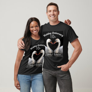 Camiseta Aniversario boda dos cisnes Negro