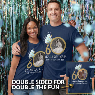 Camiseta aniversario de diamante de 60 años entonces y ahor