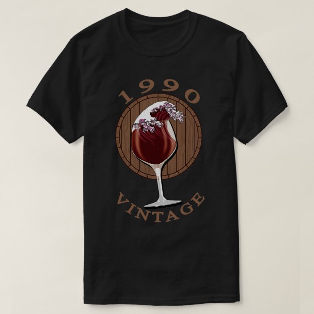 Camiseta Aniversario de la añada de Wine Lover 1990 (Diseño del anverso)