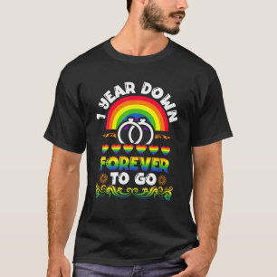 Camiseta Aniversario De La Boda Gay A Un Año Para Siempre